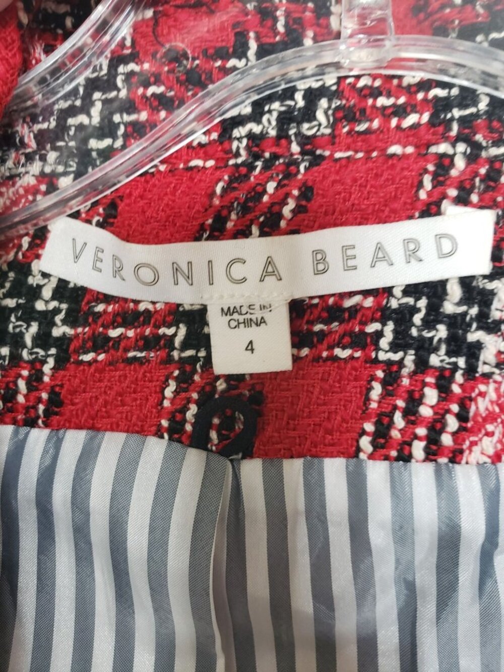 Veronica Beard Harriet Red Black Tweed Double Breasted Dickey Blazer Jacket 4 - Picture 6 of 16